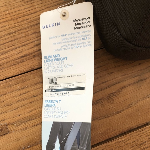 NWT Vintage Belkin Brown with Light Blue Large Messenger/Laptop Bag - Picture 6 of 10